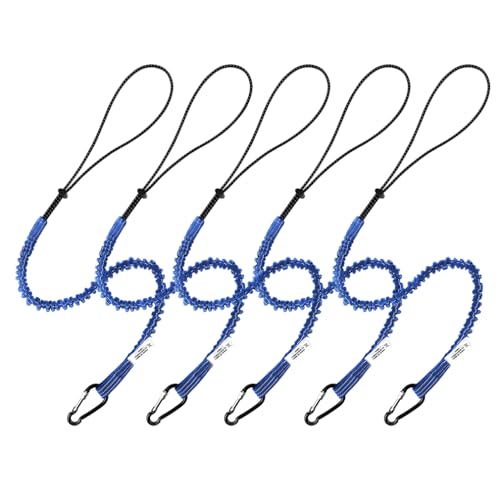 CYSKY 5 Pack Retractable Tool Lanyard with Aluminum Nut Lock Carabiner, Tool Tether Lanyards for Hand Power Tools, Maximum Weight Limit 13.6KG / 30lb (Blue) - color: Blue