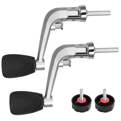 2PCS Fishing Handles Spinning Reel Knob Replacement, Black Rubber Handle Fishing Reel Grip with 2 Screw Caps and 2 Washers for 1000-4000 Series