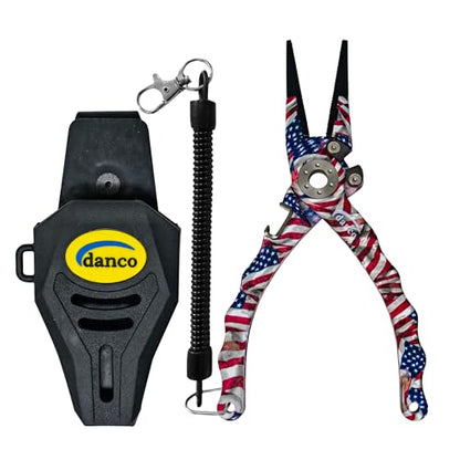 Gambler danco Duffy 7.5-inch Fishing Pliers with Replaceable Line Cutters, Aircraft Grade Aluminum Fishing Gear, Saltwater Resistant Fishing Tools, Rubberized Paint Coating (USA) - color: USA