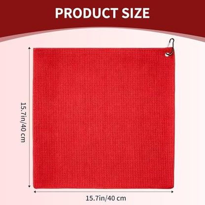 Fishing Towel with Clip,16" X 16",Waffle Pattern Effective Cleaning of Fishing Gear Accessories,Microfiber Absorbent Camping Towel for Men,Hiking Towel,Golf Towel,Red - color: Red