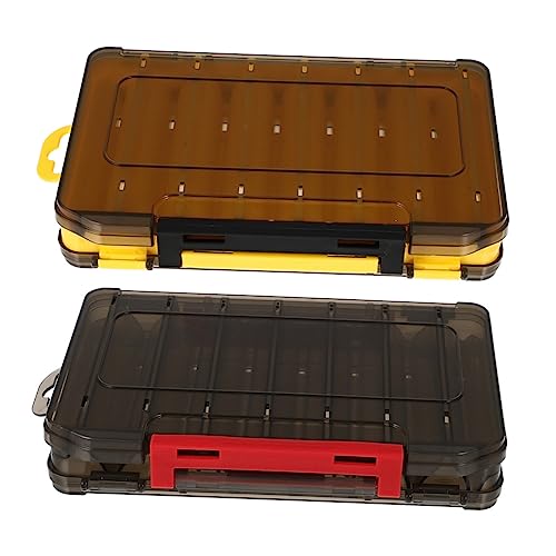 2pcs Fishing Lure Organizer Drain Design Multi-Compartment Bait Storage Box for Soft and Hard Lures for Freshwater Fishing Gear and Accessories