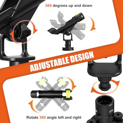 Kayak Fishing Rod Holder, 1Pack / 2Pack | Track Mount / Deck Mount, 360 Degree Adjustable, For Fishing Boat, Fishing Pole Holder - style: 2pack