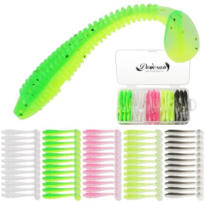 Dovesun Crappie Lures Kit Soft Plastic Baits Paddle Tail Swimbaits Fishing Soft Plastic Lures Crappie Walleye Trout Bass Fishing Baits 60pcs/75pcs - color: Paddle Tail-1.7in-60pcs
