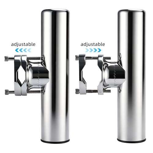 NovelBee 4pcs Boat Fishing Rod Holder Stainless Clamp on Fishing Rod Pole Holder for Rails 1-1/4" to 2"