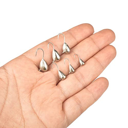 25Pack Unpainted Tungsten Ice Jigs Kits,2.7/3.2/4/5/5.5/6/7mm Tear Drop Tungsten Ice Fishing Jigs - size: 5.0mm-25pcs