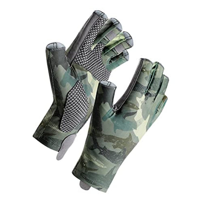 Protection Fingerless Fishing Gloves, UPF50+ Breathable Quick Drying Slip Sun Gloves for Men, with Lightweight Stretch Material for Kayaking Hiking Paddling Driving