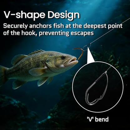 FishTrip 30Pcs Weedless Wacky Rig Hooks for Neko Wacky Rig Worm Lure | V-Shape, Wire Weed Guard, High Carbon Steel Worm Texas Rig Bass Fishing Hooks for Wacky/ Neko/ Texas/ Carolina Rigs 1/0-3/0 - size: 2/0_30pcs