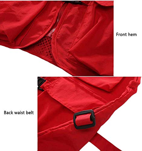 Unisex Breathable Fishing Vest, Multi-Pockets Photography Travel Hunting Waistcoat Jacket for Adults and Youth - color: Red, size: Large