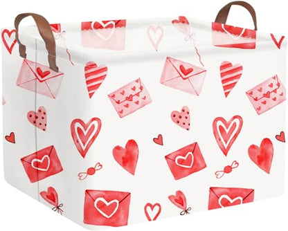 Valentines basket,Pink Heart Basket,Collapsible waterproof nursery laundry basket,Pink girls gift baskets,Valentine's Day room decor(Envelope heart) - color: Envelope heart