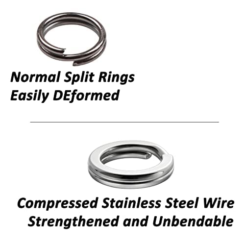 Dr.Fish Split Ring Stainless Steel Hyper Wire Flattened Fishing Lure Rings Heavy Duty Tackle Hook Line Connector Saltwater - size: #2-16LB(5mm, 0.2")
