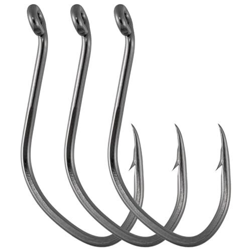 Dr.Fish 50 Pack Big River Bait Hooks Catfish Fishing Hooks Live Bait Offset Freshwater River Fishing Trotline Catfish Tackle - size: #6/0-50 Pack