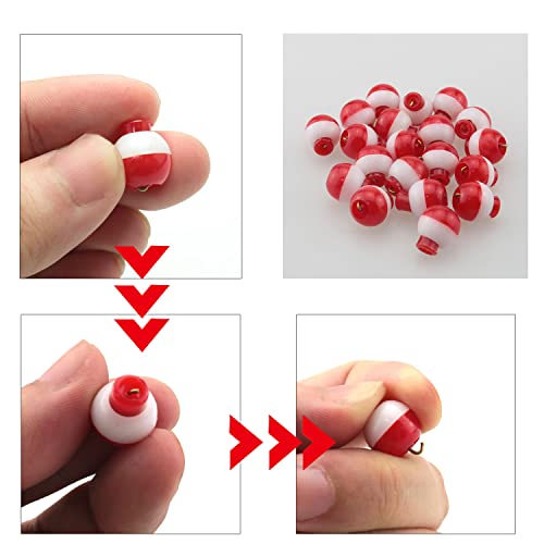 Fishing Bobber 20PCS Red and White ABS Plastic Snap-on Fishing Floats Bobber Round Buoy Fishing Tackle Accessories - size: 13mm