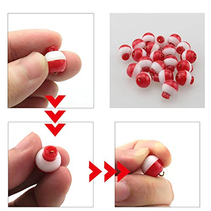 Fishing Bobber 20PCS Red and White ABS Plastic Snap-on Fishing Floats Bobber Round Buoy Fishing Tackle Accessories - size: 13mm