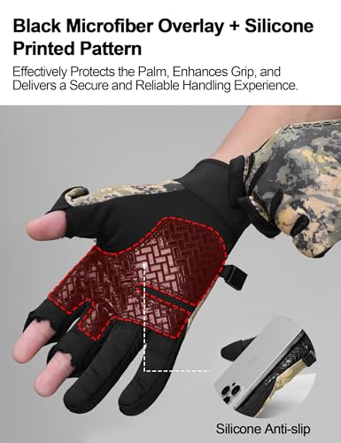 KUTOOK Winter Fishing Gloves for Men& Women Waterproof Glove Cold Weather Hunting Photography Shooting Hiking - color: Khaki, size: Large