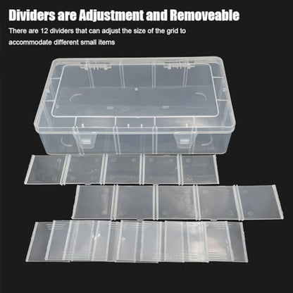 2 Pcs Large 15 Grids Plastic Organizer Box Clear Storage Container with Adjustable Dividers for Beads, Washi Tapes, Art DIY Crafts, Jewelry, Fishing Tackle, Component and Small Parts - color: 2 Pcs 15 Grids Large
