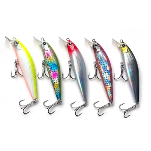 Minnow Fishing Lures crankbaits Set,Hard baits with Vibrant Colors for Trout, bass, Perch - Ideal for Stream and Lake Fishing， 5 Pieces