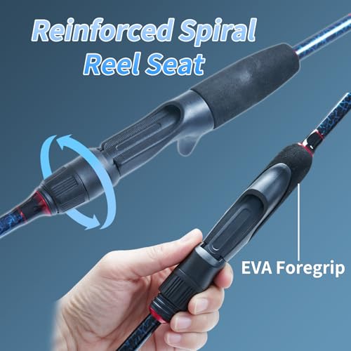 Travel Fishing Rod,6'0-8'0, 5 Piece Portable Spinning/Casting Rod, Carbon Fiber Graphite Fishing Pole, ML/M Fast Action, Anti-Tangle Guides, Solid Carbon Tip - size: A-Casting6'