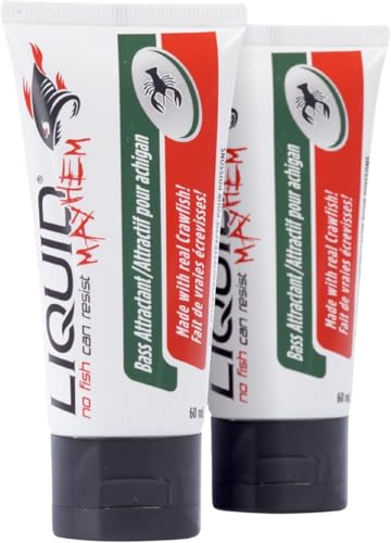 Liquid Mayhem Bass Fish Attractant Gel 60 ml / 2 oz · 60 Uses – Real Anchovy Bait & Aminos | UV-Enhanced Long-Lasting Gel – All Lure Types - size: 2-Pack