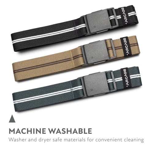 Arcade Belts Mens Explore Belt, Stretch Webbing for Max Comfort & Custom Fit, Metal-Free Buckle, Machine Washable Travel Belt - color: Charcoal