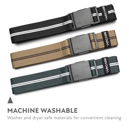 Arcade Belts Mens Explore Belt, Stretch Webbing for Max Comfort & Custom Fit, Metal-Free Buckle, Machine Washable Travel Belt - color: Charcoal