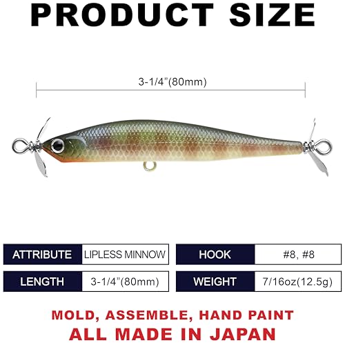 LUCKY CRAFT Screw Pointer 80 Fishing Lures for Bass, Smallmouth, Walleye, Rhymthic Action Spy Bait, Slow Sinking to 10ft Depth, Freshwater Fishing Gear and Tackle Accessories - color: 269 BE Gill