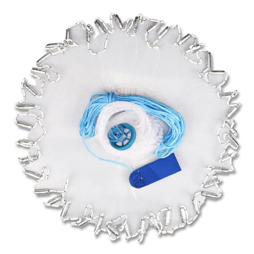 Neween Cast Net, American Saltwater Cast Nets for Fishing, 3ft-10ft Radius Casting Net for Bait Fish, 3/8 Inch Professional Grade Monofilament Throw Nets for Fishing Bait with Heavy Duty Sinker - size: 8 ft Radius, style: Monofilament Lines Cast Net