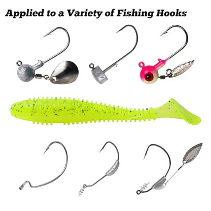 Paddle Tail Swimbaits, 2.5 inch/3inch Soft Lures Fishing Trout Crappie Bass for Freshwater and Saltwater 75PCS/60PCS - color: Chartreuse Translucent, size: 3 inch, 60 PCs