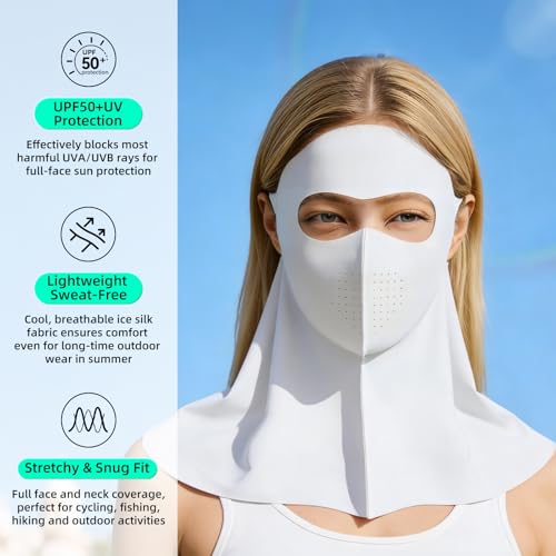 UPF 50+ Sun Protection Face Mask with Neck Coverage, UV Face Mask for Outdoor Activities, Unisex Breathable Sun Mask - style: Grey 2