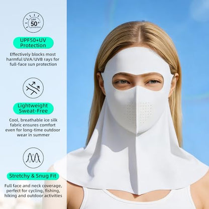 UPF 50+ Sun Protection Face Mask with Neck Coverage, UV Face Mask for Outdoor Activities, Unisex Breathable Sun Mask - style: Grey 2