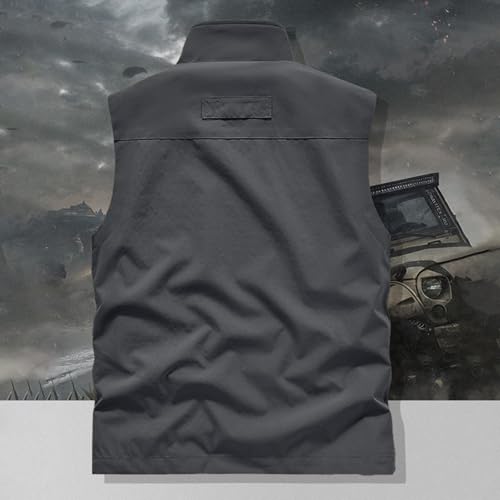 Mens Vests Sleeveless Zip Up Jacket Lightweight Casual Golf Windbreakers Hiking Work Tactical Vests Slim fit Outerwear - color: A01-grey, size: 6X-Large