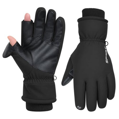 INNOLIFE Ski Gloves Men Women Waterproof Winter - Snow Gloves with Thermal Lining, Non-Slip Grip & Opening for Cold Weather - color: Black, size: X-Large