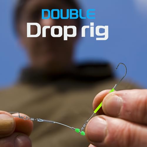 Narcissus 5PCS Sea Fishing Rigs, Pre-Tied Flapper with Size 1/0 & 2/0 Hooks, Anti-Tangle Snap, 1-3 Hooks, Gaps (45cm, 52cm, 80cm), Ready for Beach Fishing - color: 5pcs- 2 hooks- size 1- 52cm gap