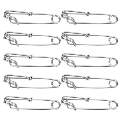 10 PCS Longline Fishing Line Clips Stainless Steel Trotline Clips | Fishing Snap Branch, Reinforced Hook Body, Spring Clasp, One-Touch Push Button, Floats, Sharking, Tuna, Crabbing, Shrimping