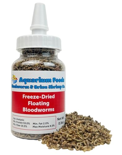 Freeze-Dried Bloodworms, Our Grade A Floating Bloodworms for All Freshwater Fish, Marines Corals, Anemones, Baby Pond Fish…0.5oz Squeeze Bottle - size: 0.5 Ounce (Pack of 1)