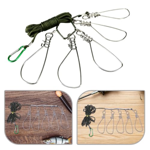 FENICAL Fishing Stringer Clips with 5-Lock Structure 3 Sets Stainless Steel for Convenient Catch and Release, Fish-Friendly Design Live Fish Holder Snap Hooks for Kayak and Bass Fishing