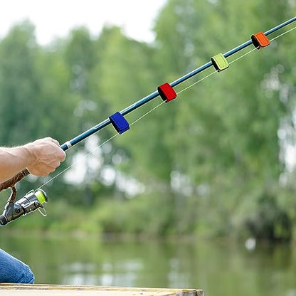 Wettarn 30 Pcs Fishing Pole Straps Fishing Rod Wrap Elastic Pole Carrier Rod Ties Stretchy Holder for Gear and Equipment Casting Rods Holder Strap Belt - style: Multicolor