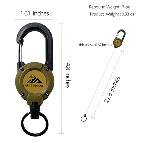 Yojaro Retractable Keychain Heavy Duty 2Pack, Multitool Carabiner Badge Holder, Retractable Keychain Clip Id Holder, Upgraded 58cm Stainless Steel Cord Yellow - color: 2 Pack Yellow