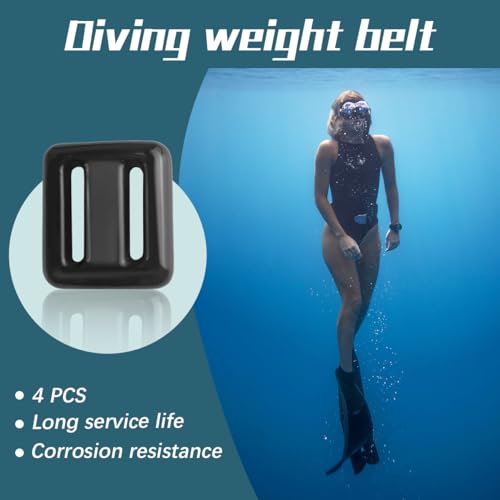 4 Pcs Scuba Weight Belt,Diving Weight Belt with Metal Block Buckle Coated Dive Weights Nylon Dive Belt Suitable for Free Diving - color: Black, size: 4.4lb