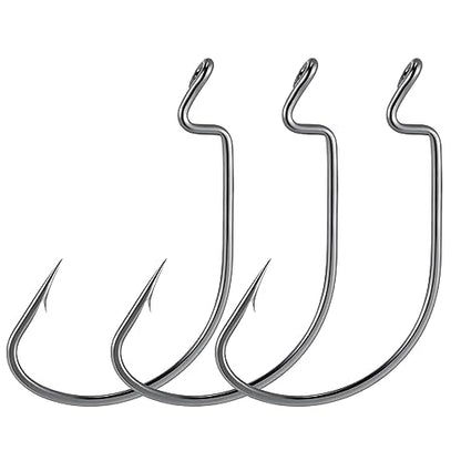 Dr.Fish EWG Hooks Bass Fishing Worm Hooks Extra Wide Gap Freshwater Fishing Carolina/Texas Rig - color: Black Nickel, size: #4/0-100Pack
