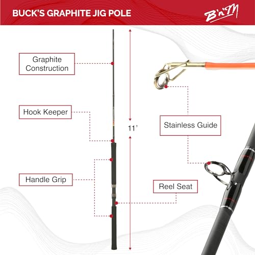 B'n'M 2 Piece Bucks Graphite Jig Pole - size: 11 feet
