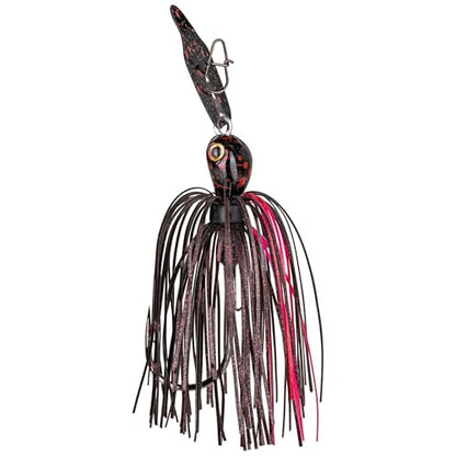 Strike King Thunder Cricket Fishing Lure, Vibrating Swim Jig, Silver Blade, 4/0 Jungle-Style Flipping Hook - color: Black Widow, size: 3/8 oz