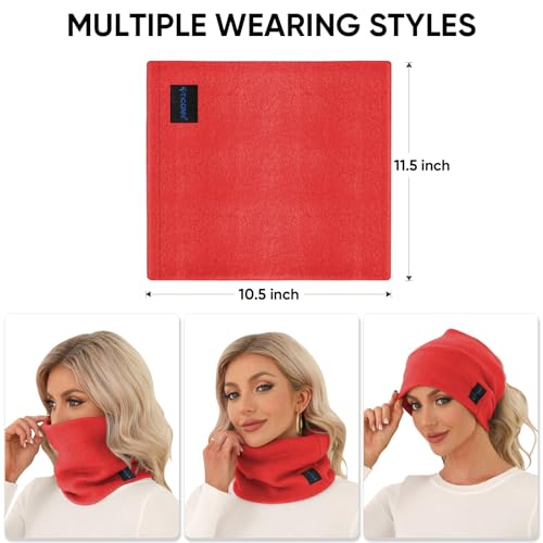 TICONN Neck Gaiter Face Cover Scarf, Neck Warmer Breathable Sun & Wind-proof for Skiing Fishing Hiking Cycling - color: Candy Red-2pk, style: Fleece