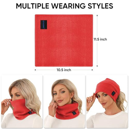 TICONN Neck Gaiter Face Cover Scarf, Neck Warmer Breathable Sun & Wind-proof for Skiing Fishing Hiking Cycling - color: Candy Red-2pk, style: Fleece