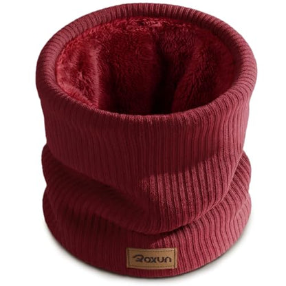 ROXUN Winter Neck Gaiter, Neck Warmer Cover Ski Gaiters for Men/Women | Soft Thick Fleece; Gentle on Skin; Stretchy Fit; Multi-function; Elegant Chic Look; Multi-color Options - color: Wine Red