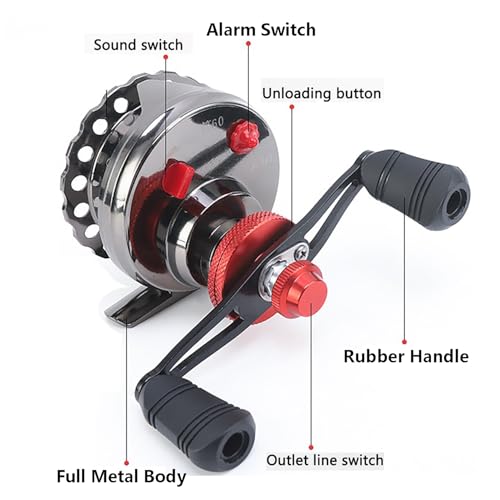 Inline Ice Fishing Reel Full Metal Coil 6+1BBs Ratio 65mm Spool Fly Reel Magnetic Brake Fishing Wheel Pesca Winter Tackle Fishing Accessories - size: Right Hand