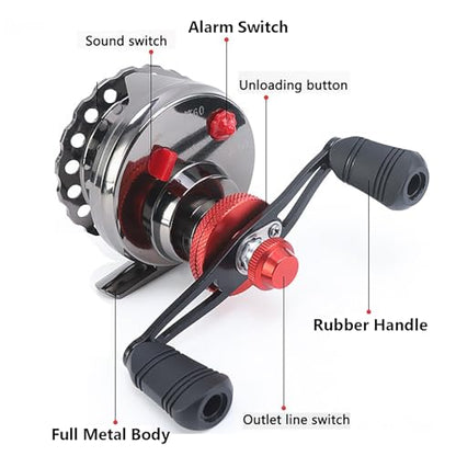 Inline Ice Fishing Reel Full Metal Coil 6+1BBs Ratio 65mm Spool Fly Reel Magnetic Brake Fishing Wheel Pesca Winter Tackle Fishing Accessories - size: Left Hand