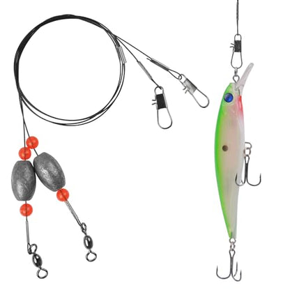 Carolina Rig Saltwater Flounder Fishing Rigs, Stainless Steel Wire Leader with Egg Sinker Weights, Swivel Snaps Ready Rig for Catfish Grouper Drum Redfish Bottom Surf Fishing - size: 0.75oz-6pcs
