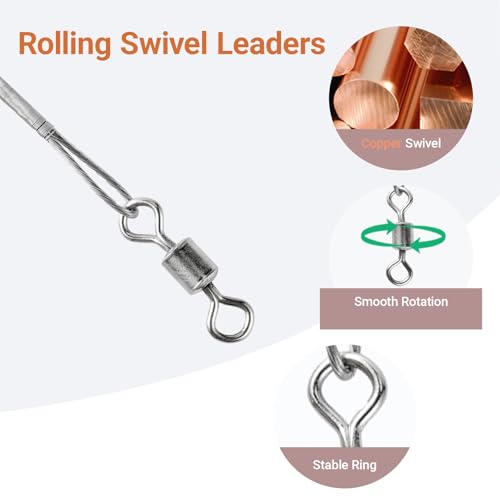 Atibin High Strength Fish Leader Saltwater Line Snap Fishing Leaders Freshwater Stainless Steel Wire Leaders Lures White Nickel - size: #1 (5.9in-20lb) 50pcs