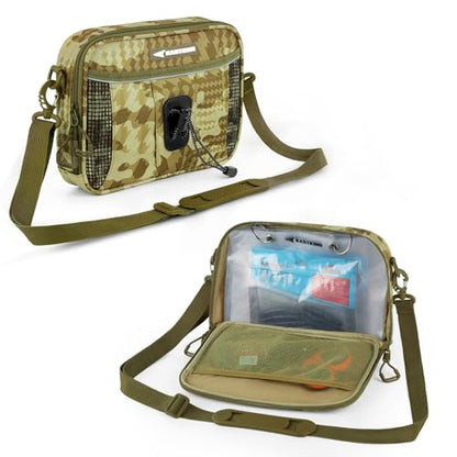 KastKing BaitSpace Detachable Bait Binder Tackle Bag – Large Clear Sleeves, Durable 900D Water-resistant Fabric, Soft Plastic Bait Storage For Hooks, Sinkers & Fishing Accessories - color: Khaki Camo