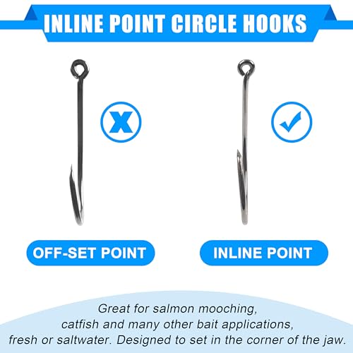 Circle Hooks Saltwater Fishing Hooks, 50/100pcs in-line Octopus Circle Hook High Carbon Steel Straight Eye Barbed Point Catfish & for Saltwater & Freshwater Fishing - size: 9/0_50pcs